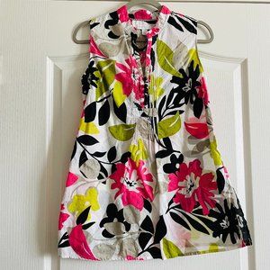 Charter Club Womens Floral Sleeveless Cotton Tunic Top Size 10 like new